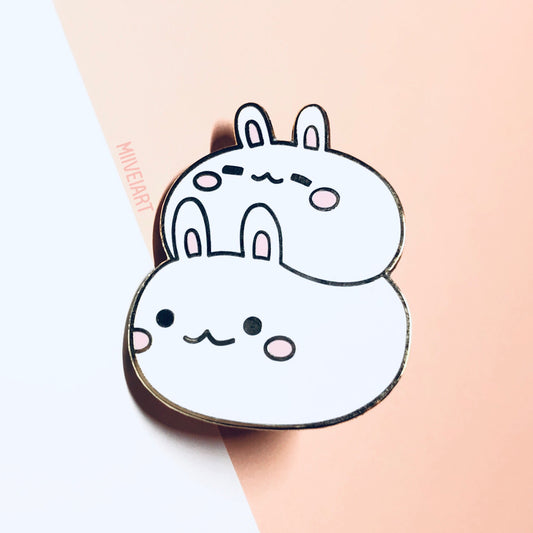 Mochi Bunny Stack Enamel Pin 1.4"