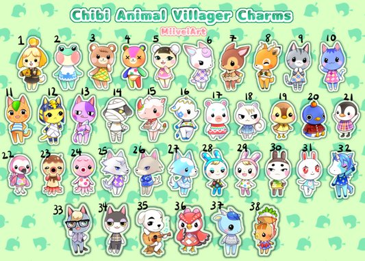 Chibi Animal Crossing Glittery Epoxy Resin Charms