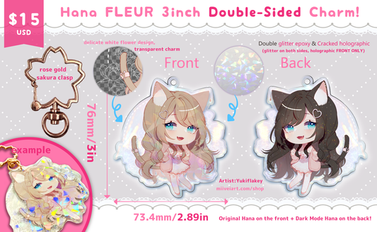 Hana1.0 Fleur (Cracked Holographic + Glitter Epoxy) Double-Sided Charm