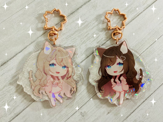 Hana1.0 Fleur (Cracked Holographic + Glitter Epoxy) Double-Sided Charm