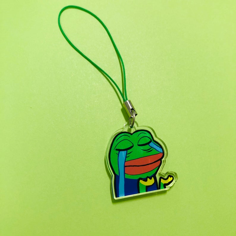 PepeHands Meme Pepe Double-Sided Clear Acrylic Charm