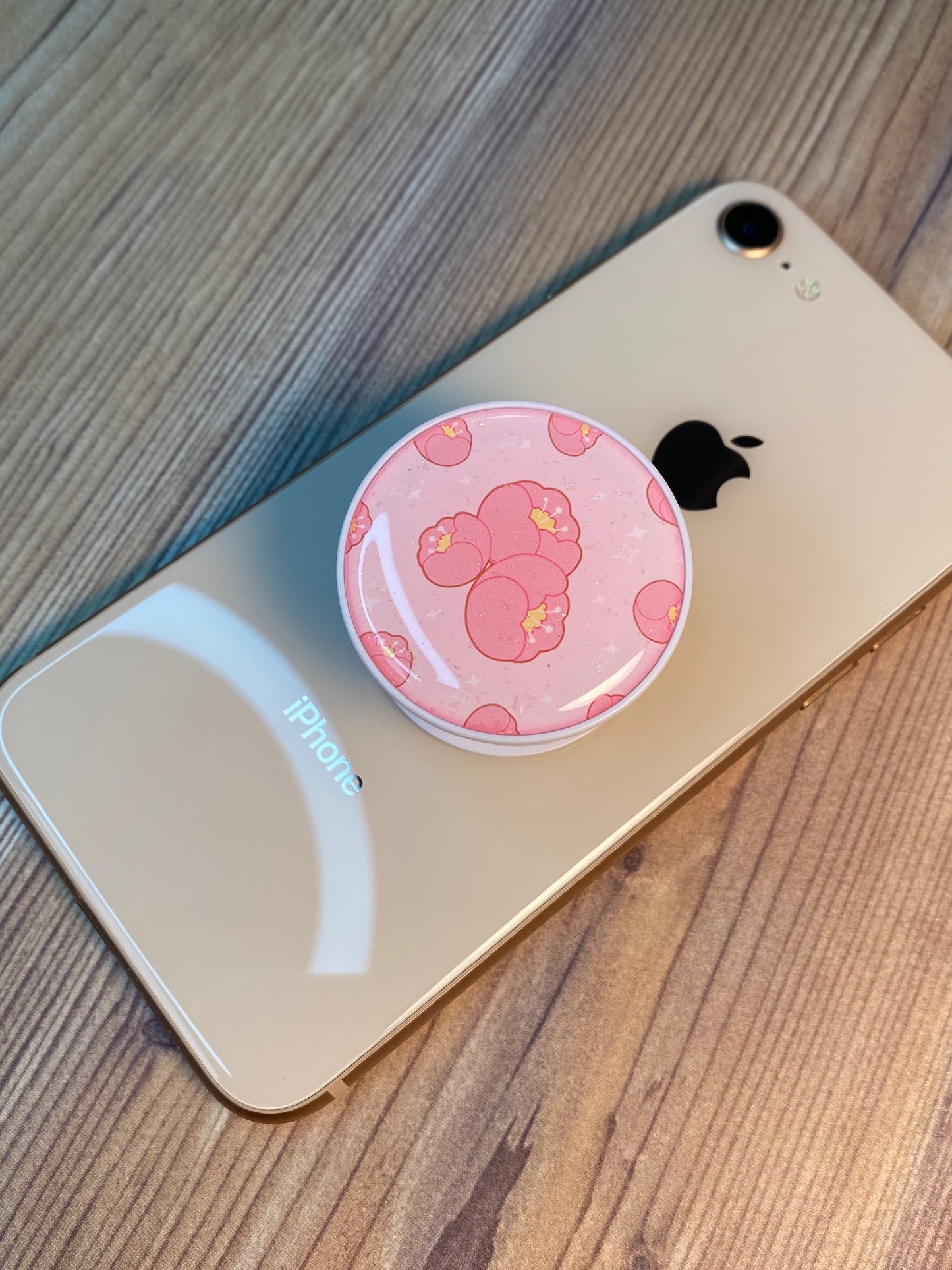 Pink Blossom Phone Grip Glitter Epoxy Resin