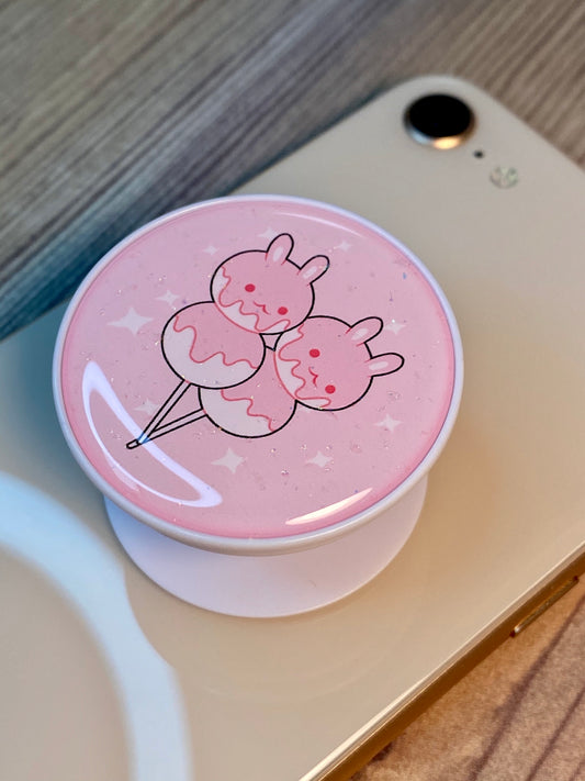 Dango Bunny Strawberry Pink Phone Grip Glitter Epoxy Resin