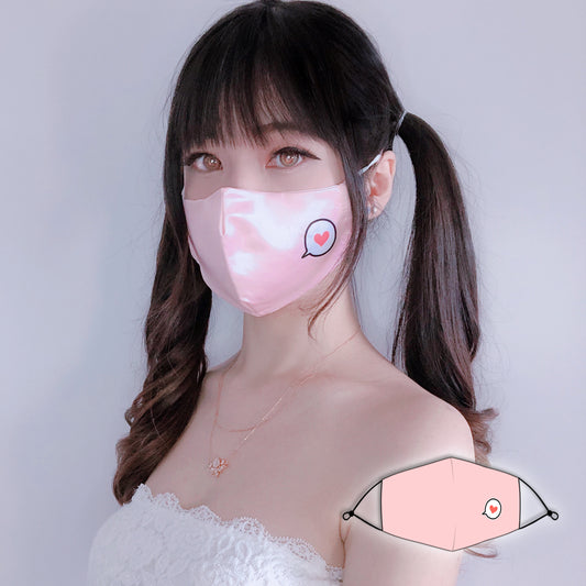 RE-USABLE Facemask Pink Bubble Heart