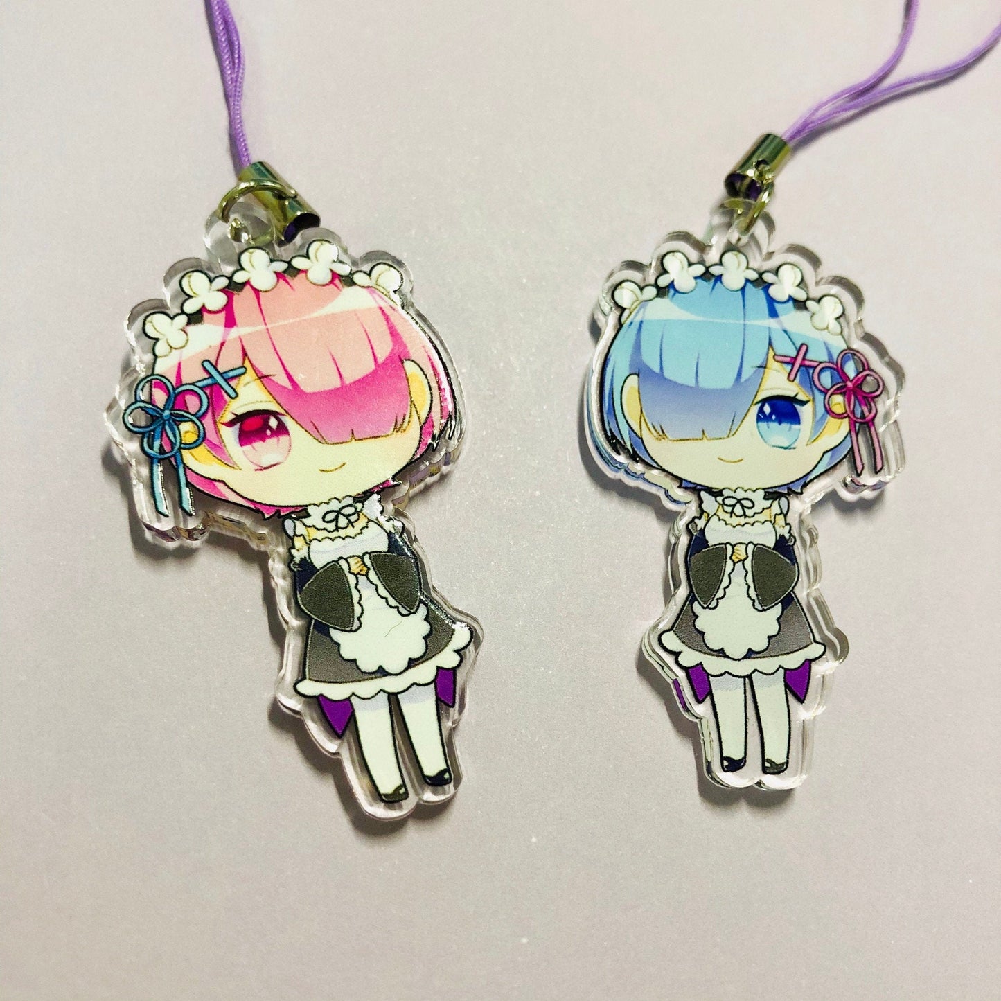 Rem and Ram Double-Sided Clear Acrylic Charm