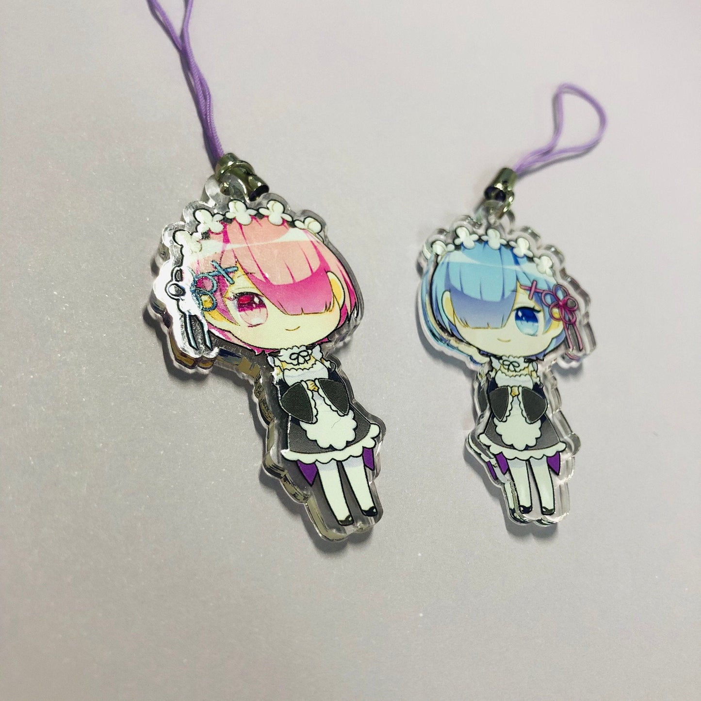 Rem and Ram Double-Sided Clear Acrylic Charm