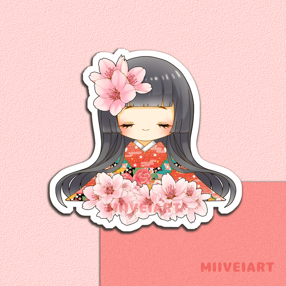 Blossom Girl Holographic and White Vinyl Stickers 3x3"