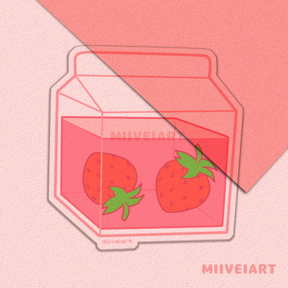 Strawberry Milk Vinyl Sticker 3x3"