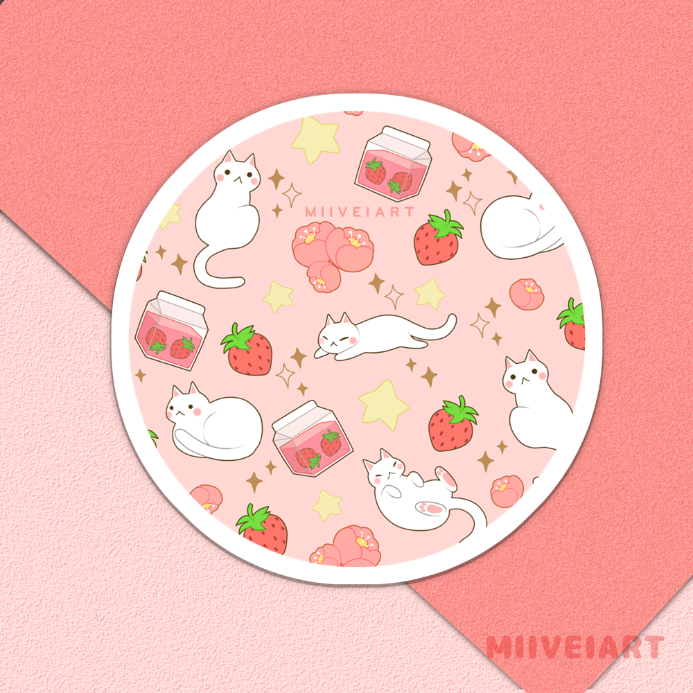 Strawberry Milk & Kitties Coaster